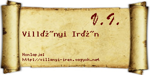 Villányi Irén névjegykártya