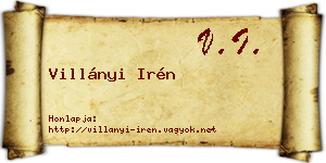 Villányi Irén névjegykártya